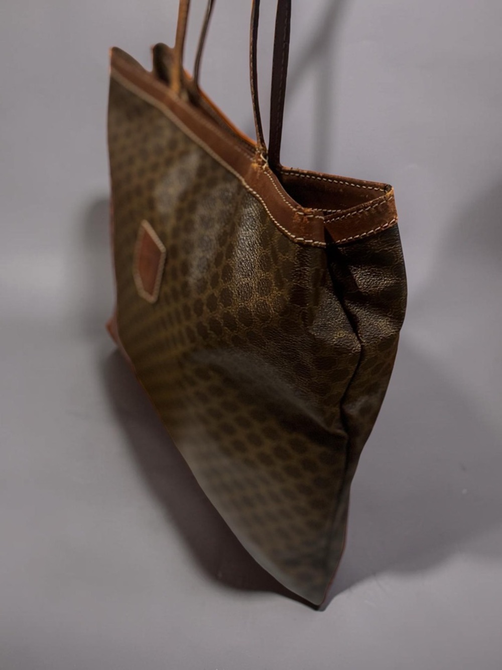 Celine Brown Monogram Canvas Tote with Tan Leather Trim - Picture 4 of 11